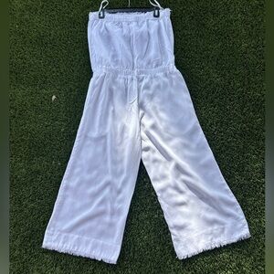 Cloth & Stone Frayed Hem White jumpsuit